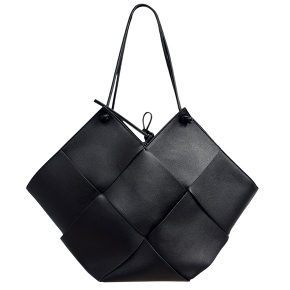 Bob Ore Handbags - Bob Ore Black Contexture Leather Tote With Removable Suede Compartment Bag